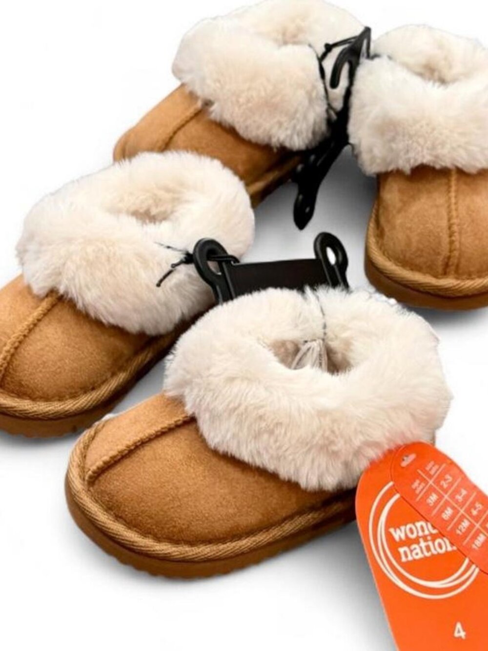 Wonder Nation Girls' Tan and White Slippers
